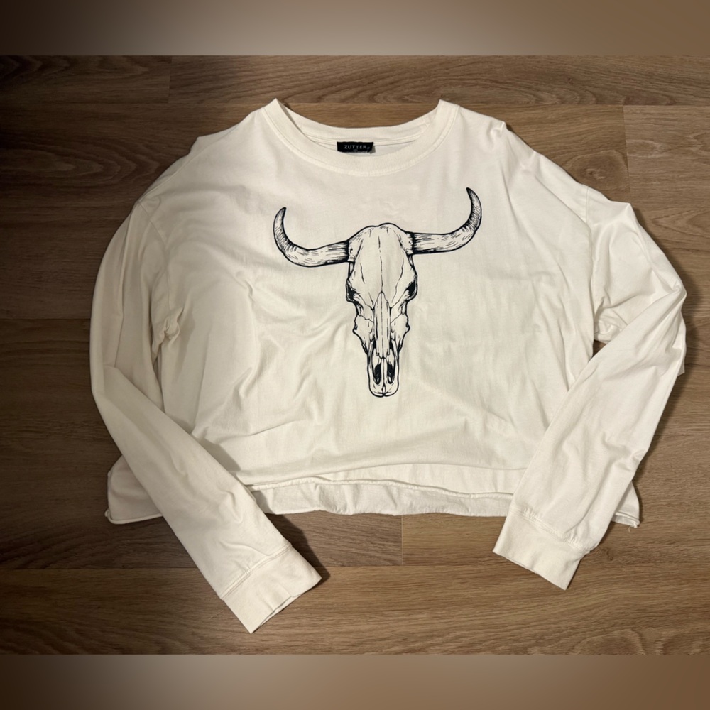 FREE with any bundle 
Western White Long Sleeve Shirt with Bull Skull Design